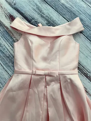 Handmade Off-Shoulder Taffeta Fit & Flare Dress in Light Pink thumbnail 8