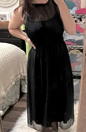 Old Navy Black Sheer Midi Dress size medium new with tags thumbnail 1