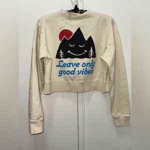 Parks Project cream pullover cropped sweater medium “Leave only Good Vibes” thumbnail 3
