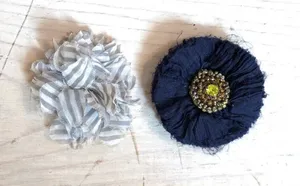 Anthropologie Set of 2 EUC Women's Boho Hair Clip/Broach/Pin Navy and Gray thumbnail 1