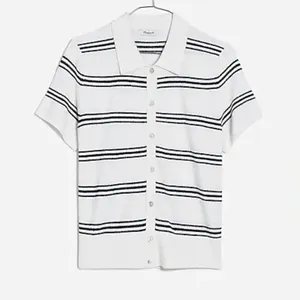 053- Madewell Polo Sweater Short Sleeve in Stripe Size XS thumbnail 4