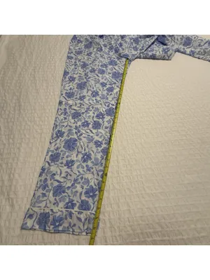 BedHead PJS Pajamas Blue Floral Print White Cotton Pants & Shirt Set NWT Large thumbnail 7