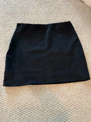 Black Suede Embroidered Floral Mini Skirt thumbnail 2
