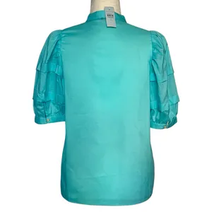 Ann Taylor Split Neck Puff Sleeve Top Size SP thumbnail 2