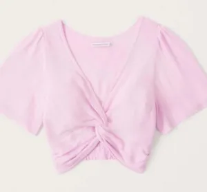Abercrombie & Fitch // Knot Front Flutter Sleeve Pink Top thumbnail 1