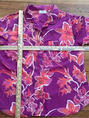 SAATVIK Floral Fuschia Pajama Set Size Medium thumbnail 4