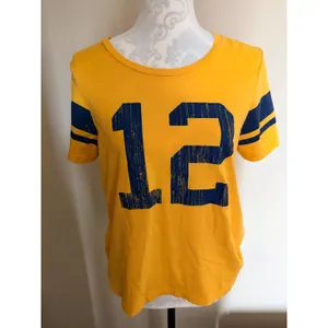 NWT‎ Free People Vintage Yellow Throwback Sports Tee M thumbnail 4