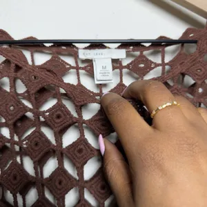 Women Chocolate Brown Crochet Knit Top Medium Boho Festival Indie Grunge‎ Goblin thumbnail 3