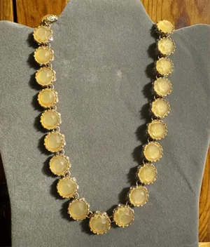 Round Light Amber Tone Rhinestone Necklace Yellow thumbnail 1
