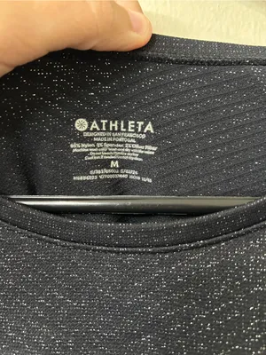 Athleta Black Silver Metallic Base Layer Glitter Flurry Sparkle Top Sz M thumbnail 3