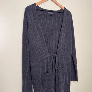 Barefoot Dreams CozyChic Ultra Lite Ribbed Cardigan Sweater Navy Blue Size Small thumbnail 4