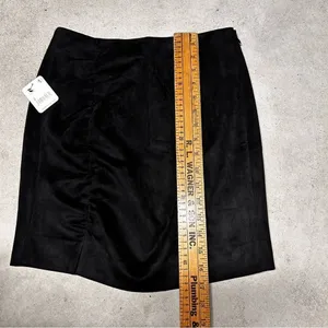 NWT Free People Ava's Vegan Mini Skirt Black Suede Ruched Side Size 4 thumbnail 3