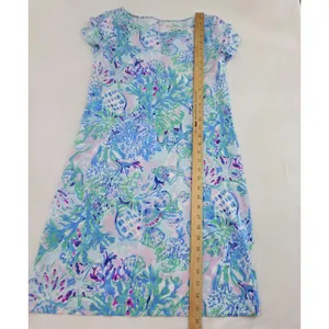 Lilly Pulitzer Blue Green Floral Print Pima Cotto Mini Dress thumbnail 11