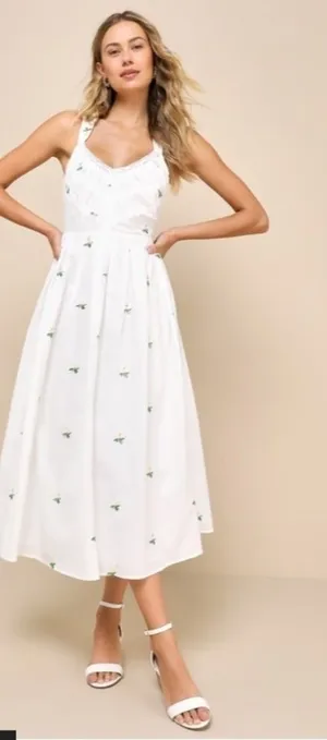 LULU's Casual Summer Floral Daisy Brunch Beach Summer Midi Dress thumbnail 1