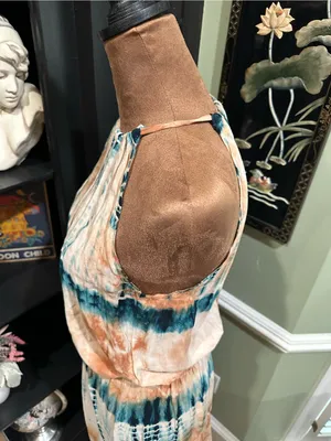 Blue Life Double Slit Halter Dress – Tan & Blue Tie Dye – Size Small thumbnail 6