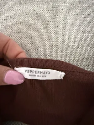 Peppermayo | Chocolate Brown Knit Mini Dress | Size 6 thumbnail 4