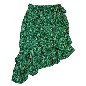 Lulus Green Floral Wrap Skirt Ruffle‎ High-Low Midi DE287B Womens Medium thumbnail 2