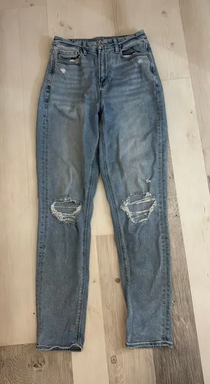 American Eagle Blue Ripped Jeans 6 Extra Long High Rise thumbnail 1
