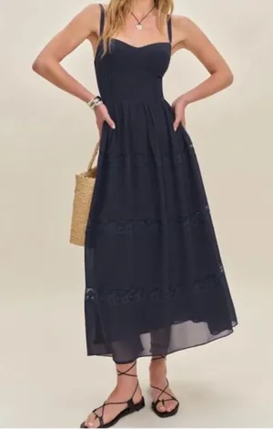 Reformation Dina Dress in Navy 6 thumbnail 1