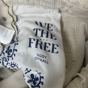 Free People We The Free Ziggy Corduroy Overalls Sz XS Cream Tan thumbnail 6