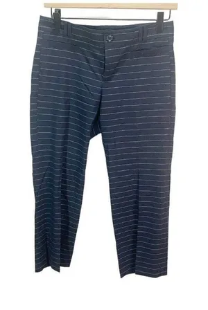 Banana Republic‎ Logan Crop Navy Blue Pinstripe Pants Trousers Size 0P Straight thumbnail 1