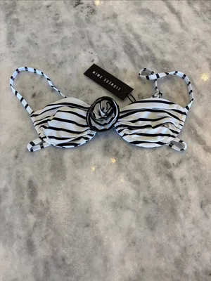 Lioness Lucy Black and White Striped Bandeau Bikini Top thumbnail 3
