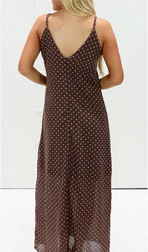 BOUTIQUE POLKA DOT DRESS Brown Size M thumbnail 3