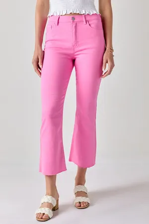 Francesca's Harper Heritage Pink Mid Rise Kick Crop Jeans thumbnail 3