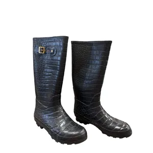 Khombu Womens Black Crocodile-Embossed Rain & Snow Boots Size 10 thumbnail 4