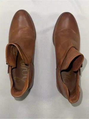 Sam Edelman Palmer Tan Leather Buckle Strap Ankle Boots Side Cutout 7.5M thumbnail 3