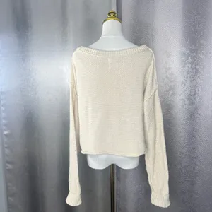 We The Free Free People Womens Oversized Knit Sweater Cream Beige Medium OB10036 thumbnail 5