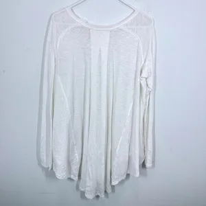 We The‎ Free Women's White Long Sleeve Cotton Blend Tunic Top Gauzy Oversized thumbnail 2