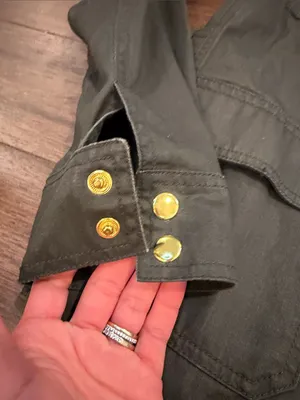 J. By J. Crew Green Military Jacket with Gold Accents Size Small - C54-040 thumbnail 4