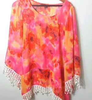 Sienna Rose Orange Pink Poncho Top M Size M thumbnail 1
