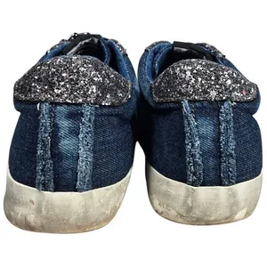 Vintage Havana Denim Glitter Chain Embellished‎ Low Top Sneakers Shoes Womens 10 thumbnail 4