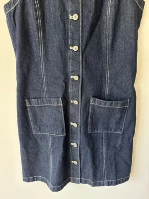 Abercrombie & Fitch Dark Denim Mini Dress Button Front Adjustable Back thumbnail 3