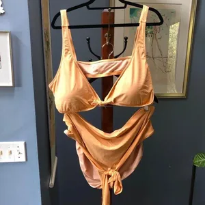 J.Crew Light Orange Tie Front High Waisted Bikini Set Plus Size 3X thumbnail 2