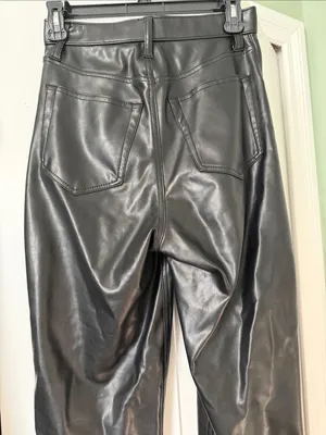 Abercrombie & Fitch Black Faux-Leather Straight Leg Pants thumbnail 5