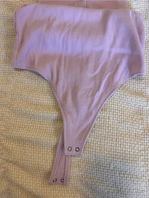 Abercrombie & Fitch Lilac Ribbed Polo Tank Bodysuit thumbnail 5