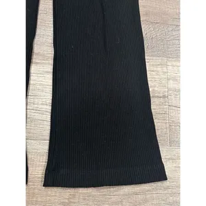 Reformation Mirabel Ribbed Hi Rise‎ Stretch Straight Leg Lounge Black Pants XS thumbnail 7