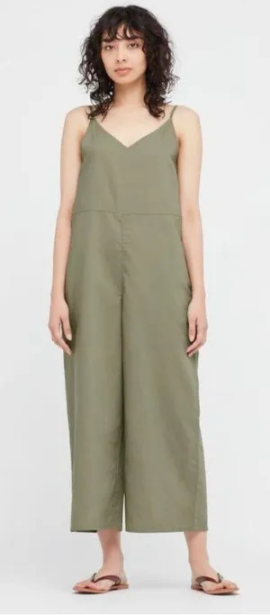 Uniqlo Linen Blend Wide Leg Jumpsuit Green thumbnail 1