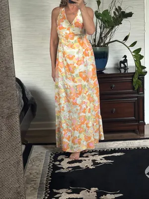 Japna Size S Multicolor Abstract Halter Tiered Maxi Dress 100% Rayon thumbnail 8