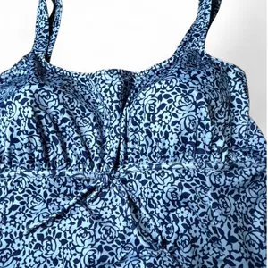 Vtg It Figures Slender Thighs One Piece Swimsuit Blue White Dress Women Sz 22w. thumbnail 3