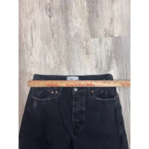 Abercrombie & Fitch The Dad High Rise Distressed Black Straight Leg Jeans 28/6R thumbnail 5