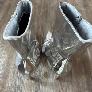 Shiny Silver Ankle boots Size 37 US 7 costume club high heels stiletto party thumbnail 11