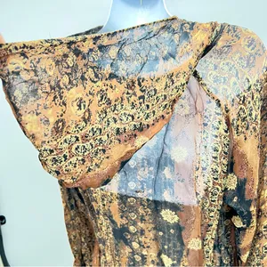 Faded Glory Brown and Gold Patterned Hoodie Tunic Blouse/Mini Dress Size S (4-6) thumbnail 11