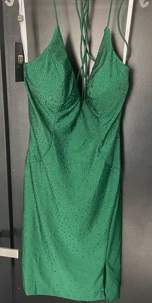 NWT LUCCI‎ LU 4156 GREEN Sparkle Backless Dress Sz 2 $248 thumbnail 1