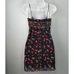 Urban Outfitters Mini Dress Juniors Size Small Black Floral Mesh Y2K Whimsigoth thumbnail 7