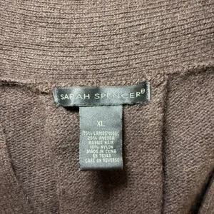 Sarah Spencer Brown Lambswool Angora Cardigan Sweater XL‎ Single Button V-Neck thumbnail 6