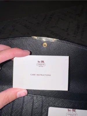 Coach Signature Flap Wallet with Black Trim and Gold Plaque thumbnail 6